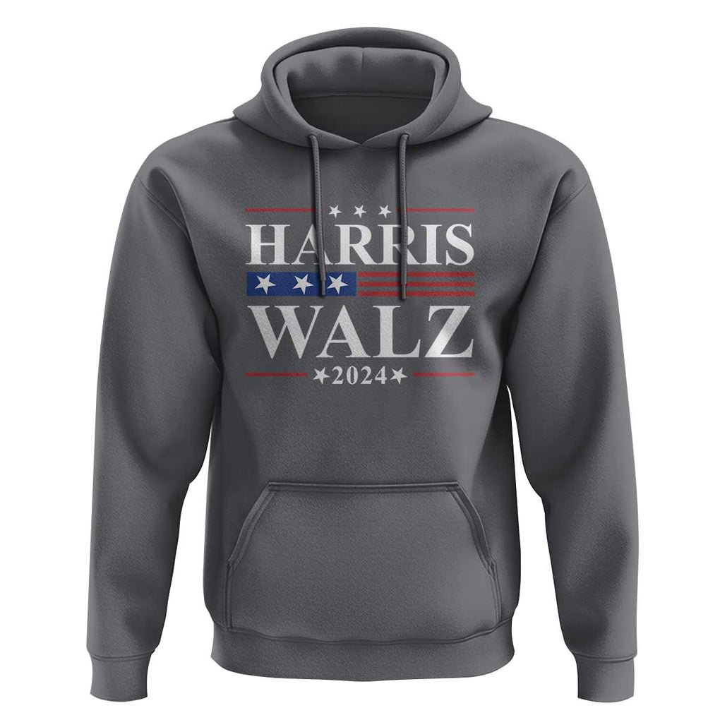 Harris Walz 2024 Hoodie President Election Campaign American Flag TS11 Charcoal Print Your Wear
