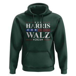 Harris Walz 2024 Hoodie President Election Campaign American Flag TS11 Dark Forest Green Print Your Wear