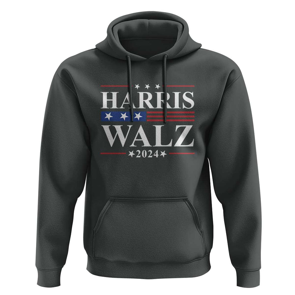 Harris Walz 2024 Hoodie President Election Campaign American Flag TS11 Dark Heather Print Your Wear
