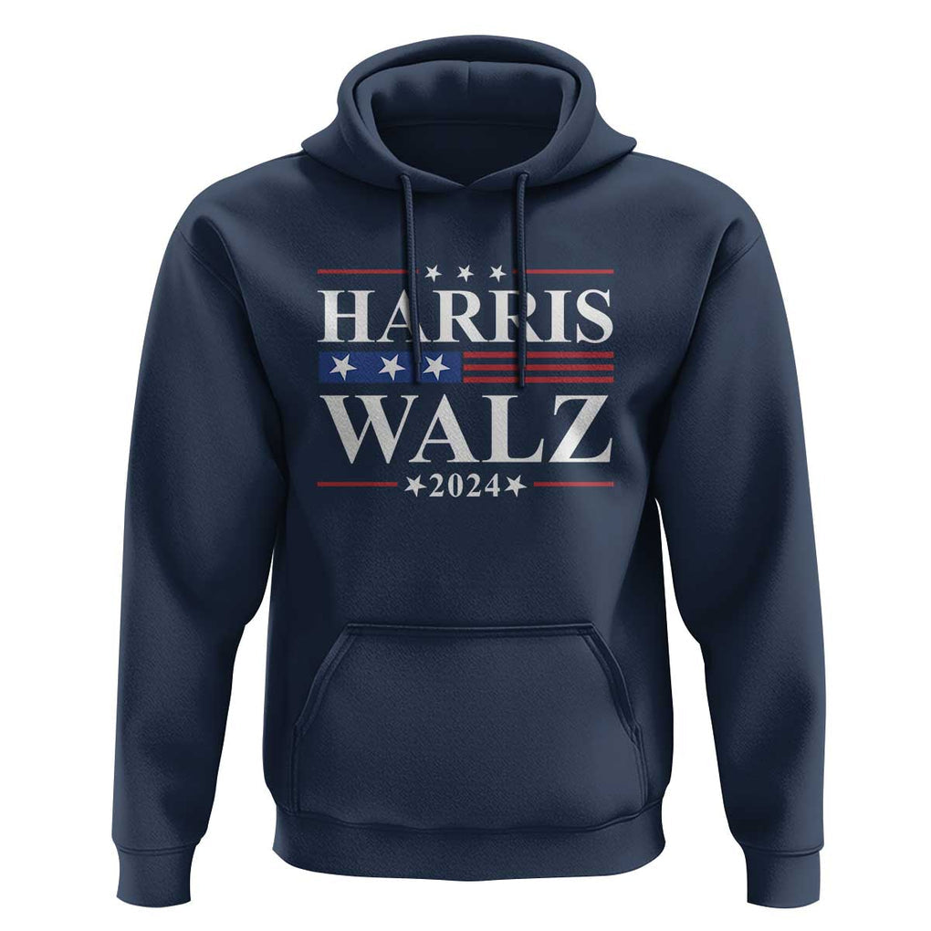 Harris Walz 2024 Hoodie President Election Campaign American Flag TS11 Navy Print Your Wear