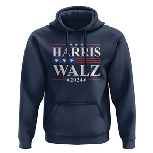 Harris Walz 2024 Hoodie President Election Campaign American Flag TS11 Navy Print Your Wear