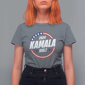 Kamala Walz 2024 T Shirt For Women President Campaign American Flag Star TS11 Charcoal Print Your Wear