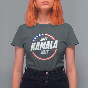 Kamala Walz 2024 T Shirt For Women President Campaign American Flag Star TS11 Dark Heather Print Your Wear