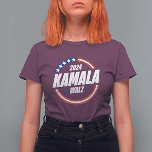 Kamala Walz 2024 T Shirt For Women President Campaign American Flag Star TS11 Maroon Print Your Wear