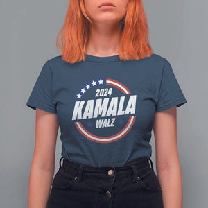 Kamala Walz 2024 T Shirt For Women President Campaign American Flag Star TS11 Navy Print Your Wear