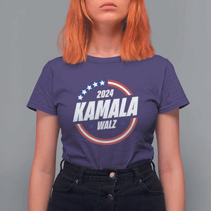 Kamala Walz 2024 T Shirt For Women President Campaign American Flag Star TS11 Purple Print Your Wear