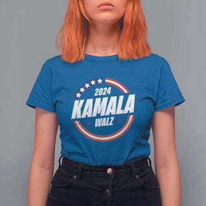 Kamala Walz 2024 T Shirt For Women President Campaign American Flag Star TS11 Royal Blue Print Your Wear