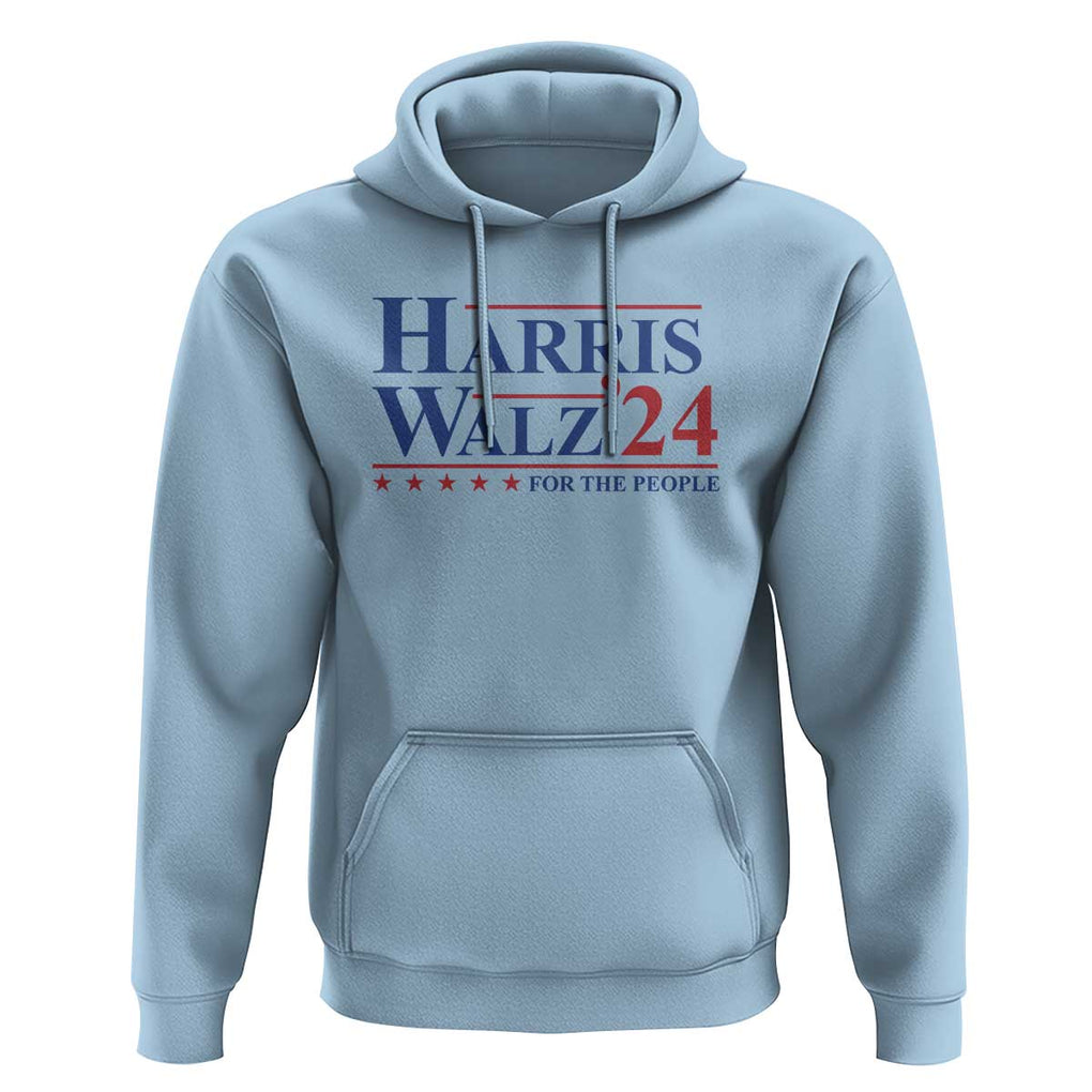 Harris Walz'24 Hoodie Presidential Election 2024 US Flag TS11 Light Blue Print Your Wear
