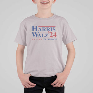 Harris Walz'24 T Shirt For Kid Presidential Election 2024 US Flag TS11 Ice Gray Print Your Wear