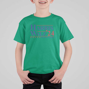 Harris Walz'24 T Shirt For Kid Presidential Election 2024 US Flag TS11 Irish Green Print Your Wear