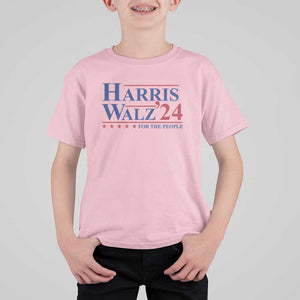 Harris Walz'24 T Shirt For Kid Presidential Election 2024 US Flag TS11 Light Pink Print Your Wear