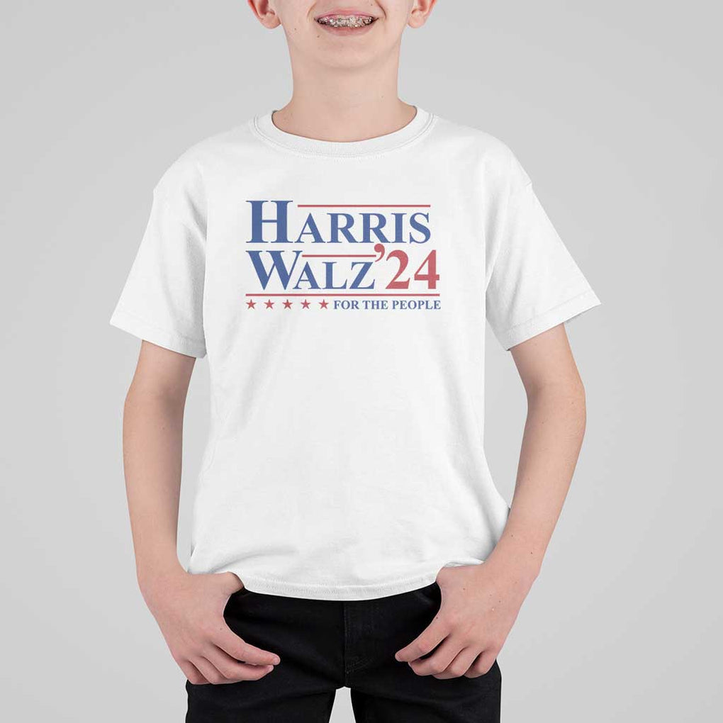 Harris Walz'24 T Shirt For Kid Presidential Election 2024 US Flag TS11 White Print Your Wear