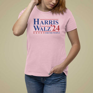Harris Walz'24 T Shirt For Women Presidential Election 2024 US Flag TS11 Light Pink Print Your Wear