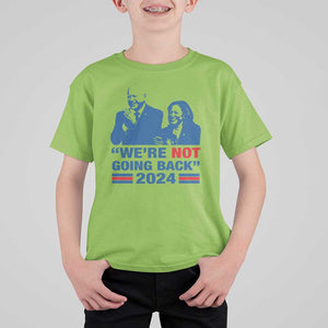 Harris Walz T Shirt For Kid We're Not Going Back 2024 American Flag TS11 Lime Print Your Wear