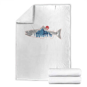 Trout Fly Fish Nature Montane Forest Fishing Camping Throw Blanket TS11 White Print Your Wear