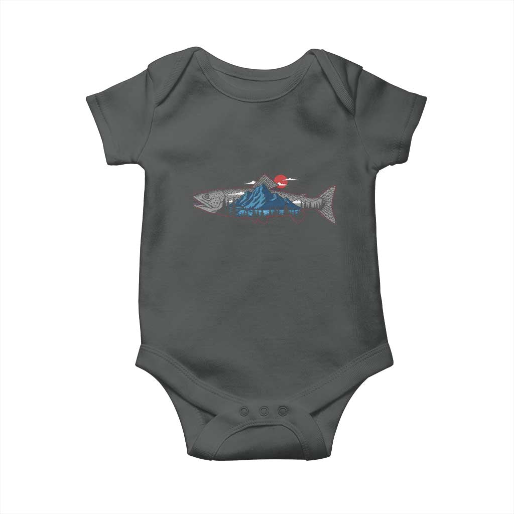 Trout Fly Fish Nature Montane Forest Fishing Camping Baby Onesie TS11 Dark Heather Print Your Wear