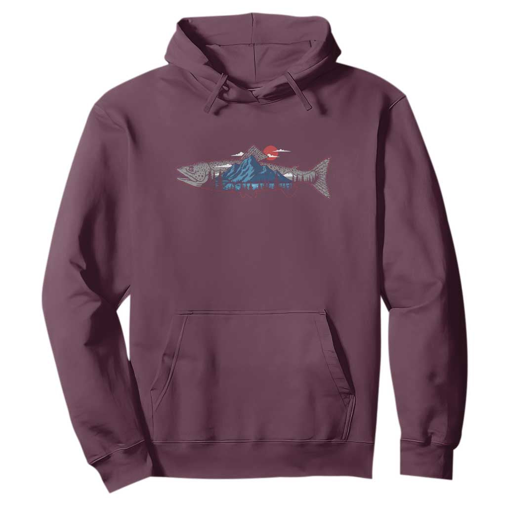 Trout Fly Fish Nature Montane Forest Fishing Camping Hoodie TS11 Maroon Print Your Wear