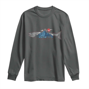 Trout Fly Fish Nature Montane Forest Fishing Camping Long Sleeve Shirt TS11 Dark Heather Print Your Wear