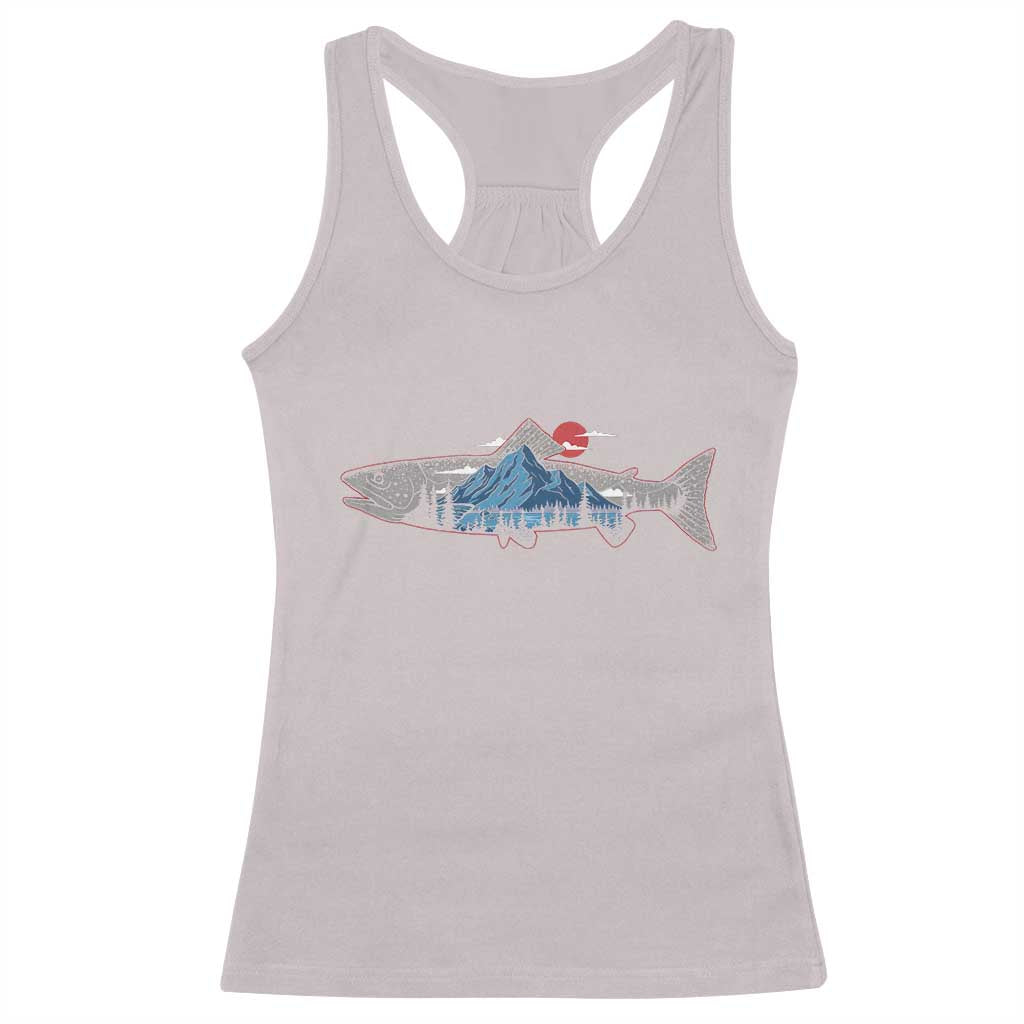 Trout Fly Fish Nature Montane Forest Fishing Camping Racerback Tank Top TS11 Ice Gray Print Your Wear