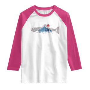 Trout Fly Fish Nature Montane Forest Fishing Camping Raglan Shirt TS11 White Heliconia Print Your Wear