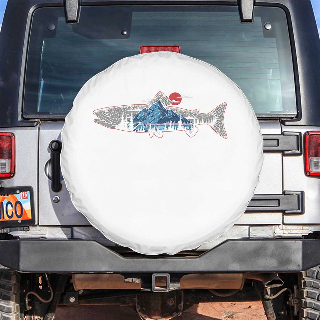 Trout Fly Fish Nature Montane Forest Fishing Camping Spare Tire Cover TS11 No hole White Print Your Wear