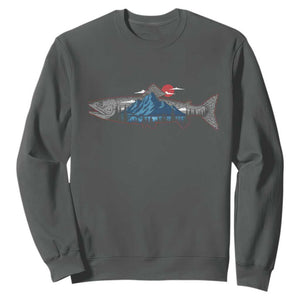 Trout Fly Fish Nature Montane Forest Fishing Camping Sweatshirt TS11 Dark Heather Print Your Wear