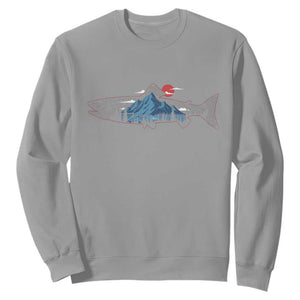 Trout Fly Fish Nature Montane Forest Fishing Camping Sweatshirt TS11 Sport Gray Print Your Wear