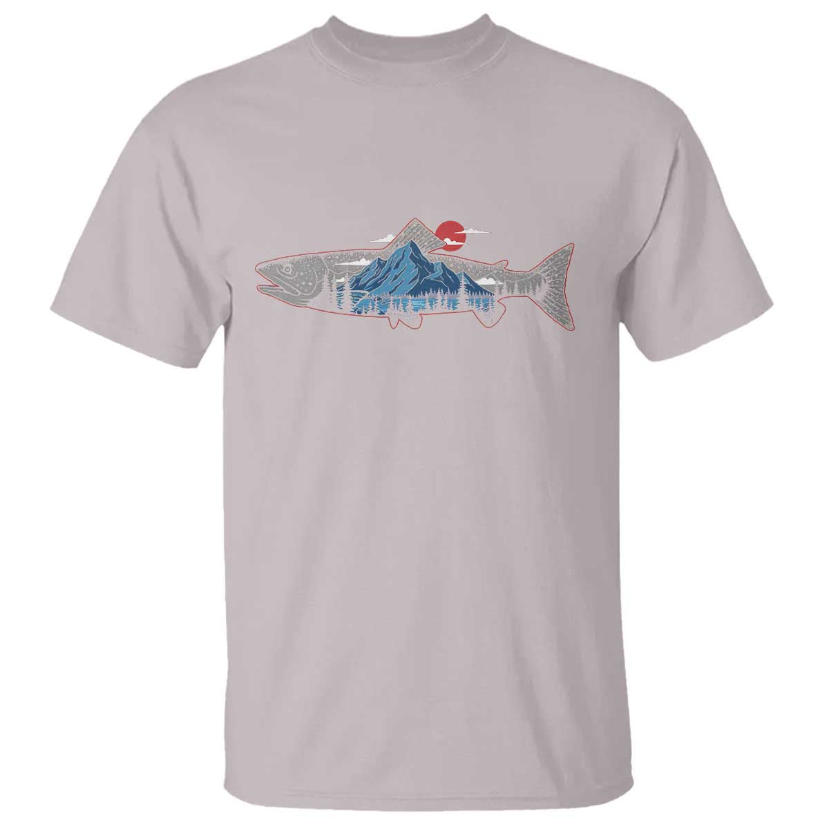 Trout Fly Fish Nature Montane Forest Fishing Camping T Shirt TS11 Ice Gray Print Your Wear
