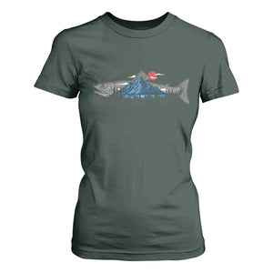 Trout Fly Fish Nature Montane Forest Fishing Camping T Shirt For Women TS11 Dark Forest Green Print Your Wear