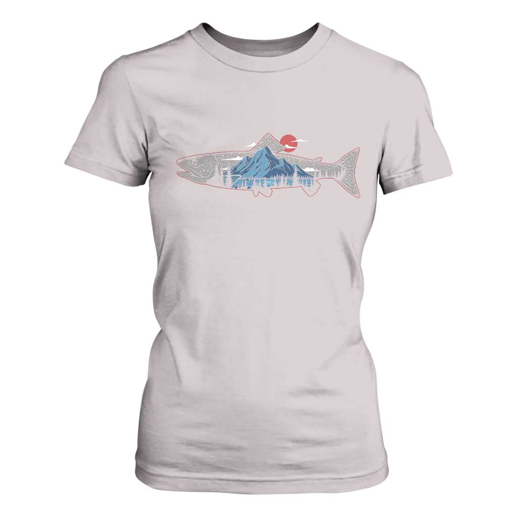 Trout Fly Fish Nature Montane Forest Fishing Camping T Shirt For Women TS11 Ice Gray Print Your Wear