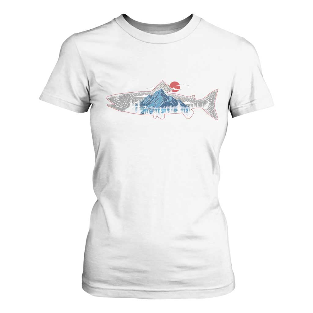 Trout Fly Fish Nature Montane Forest Fishing Camping T Shirt For Women TS11 White Print Your Wear