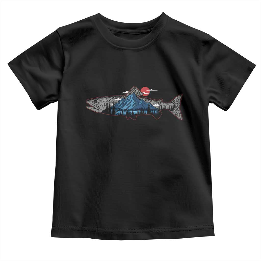 Trout Fly Fish Nature Montane Forest Fishing Camping Toddler T Shirt TS11 Black Print Your Wear