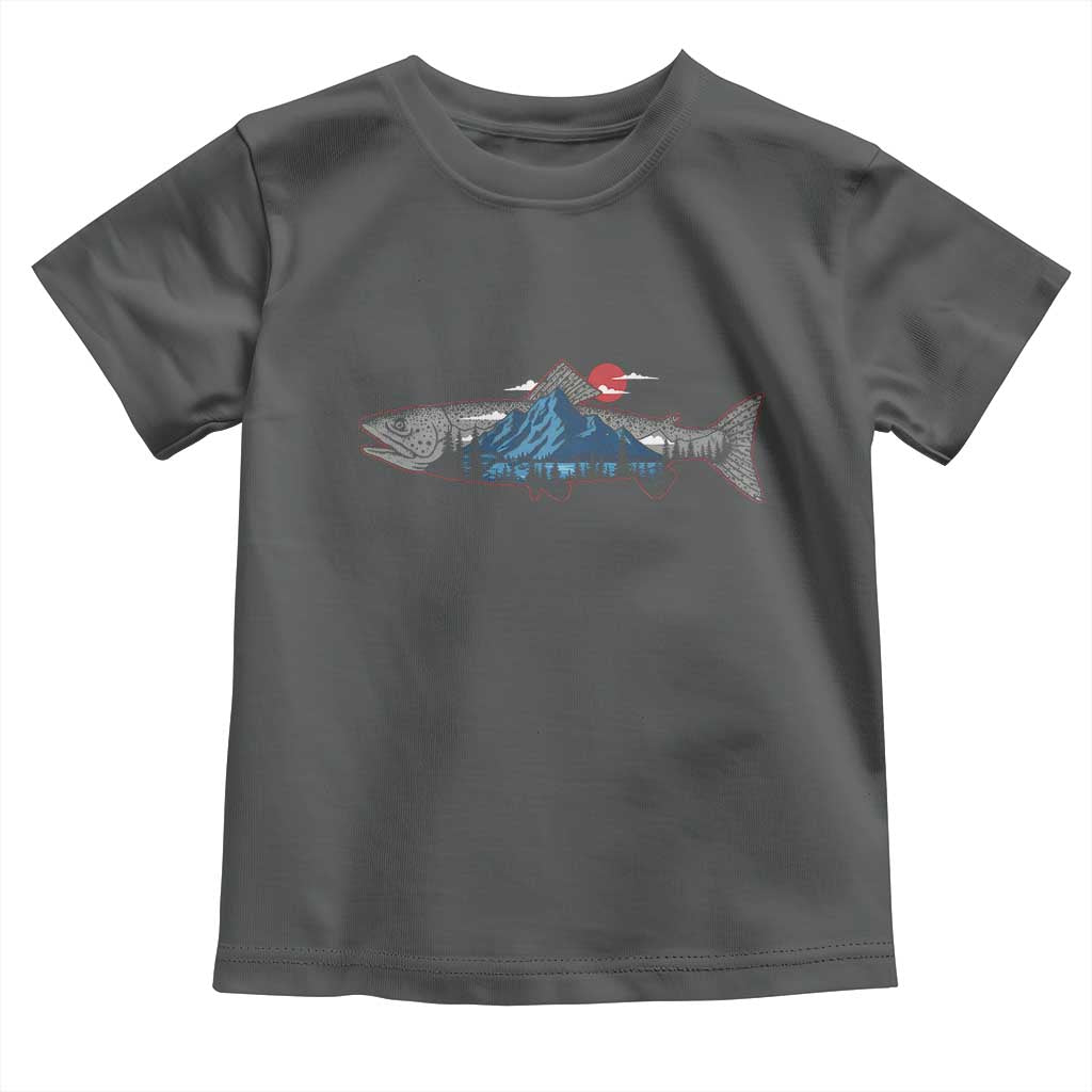 Trout Fly Fish Nature Montane Forest Fishing Camping Toddler T Shirt TS11 Dark Heather Print Your Wear