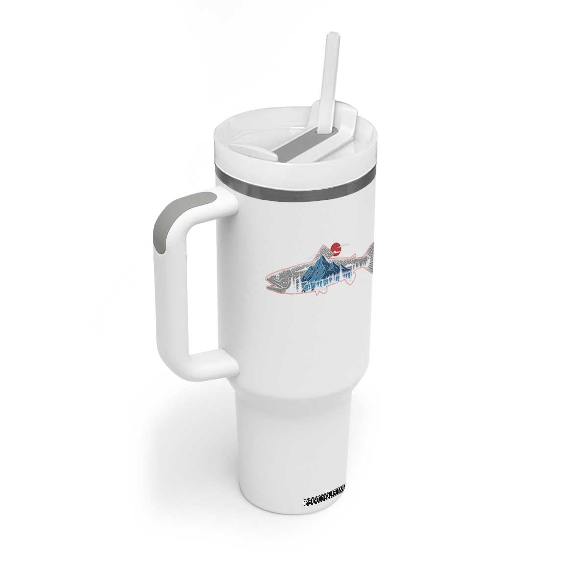 Trout Fly Fish Nature Montane Forest Fishing Camping Tumbler With Handle TS11 Print Your Wear