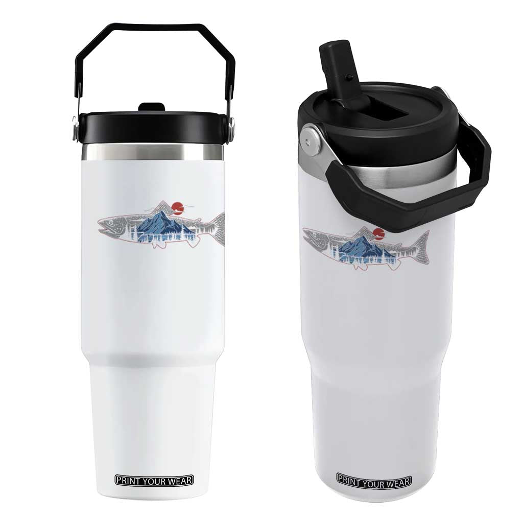 Trout Fly Fish Nature Montane Forest Fishing Camping Flip Straw Tumbler TS11 One Size: 30 oz White Print Your Wear