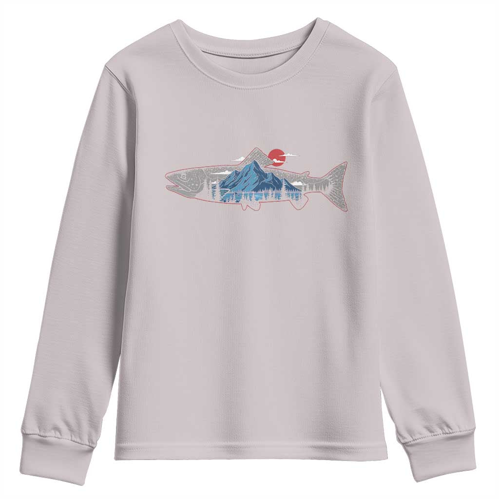 Trout Fly Fish Nature Montane Forest Fishing Camping Youth Sweatshirt TS11 Ice Gray Print Your Wear