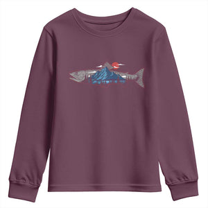 Trout Fly Fish Nature Montane Forest Fishing Camping Youth Sweatshirt TS11 Maroon Print Your Wear