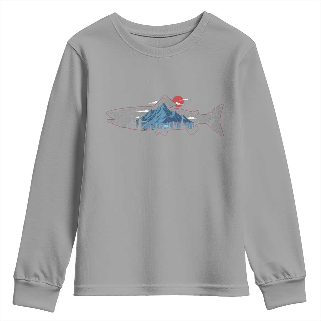 Trout Fly Fish Nature Montane Forest Fishing Camping Youth Sweatshirt TS11 Sport Gray Print Your Wear