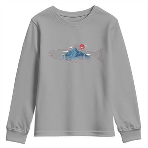 Trout Fly Fish Nature Montane Forest Fishing Camping Youth Sweatshirt TS11 Sport Gray Print Your Wear