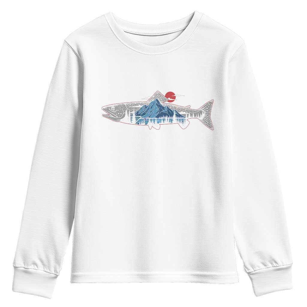 Trout Fly Fish Nature Montane Forest Fishing Camping Youth Sweatshirt TS11 White Print Your Wear
