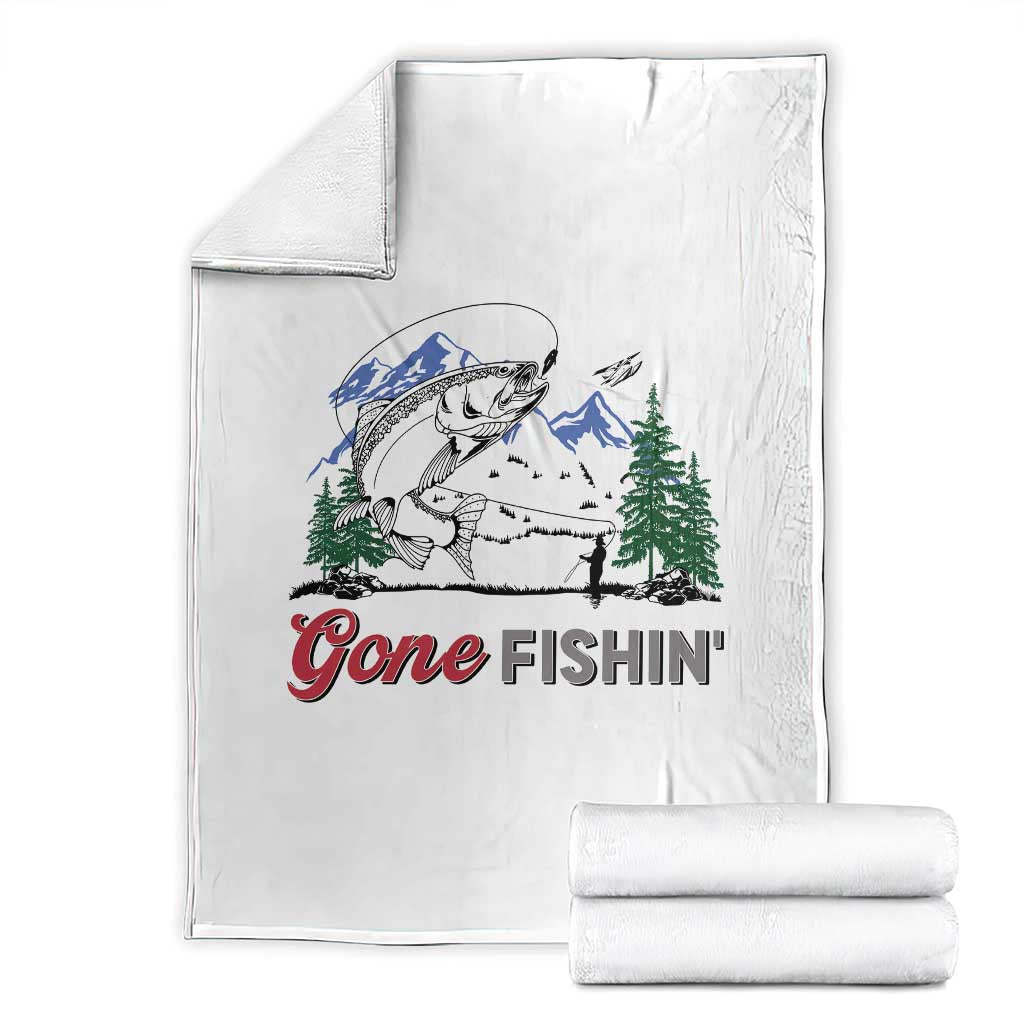 Gone Fishing Throw Blanket Trout Fishing Lover Montane Forest TS11 White Print Your Wear