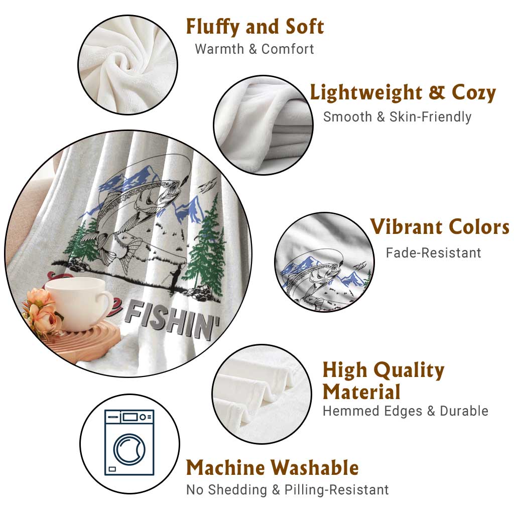 Gone Fishing Throw Blanket Trout Fishing Lover Montane Forest TS11 Print Your Wear