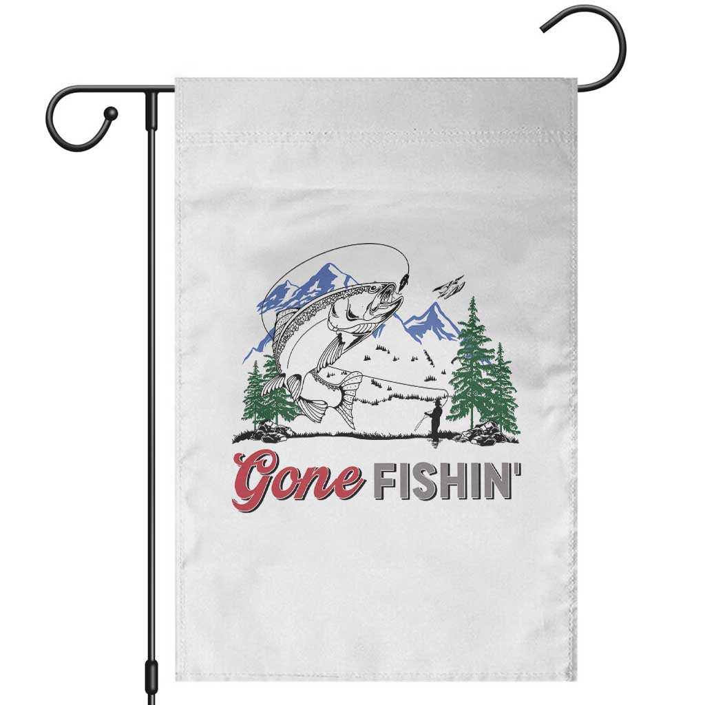 Gone Fishing Garden Flag Trout Fishing Lover Montane Forest TS11 White Print Your Wear