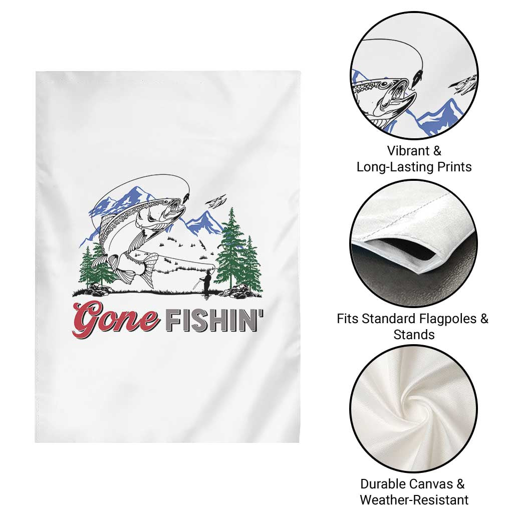 Gone Fishing Garden Flag Trout Fishing Lover Montane Forest TS11 Print Your Wear