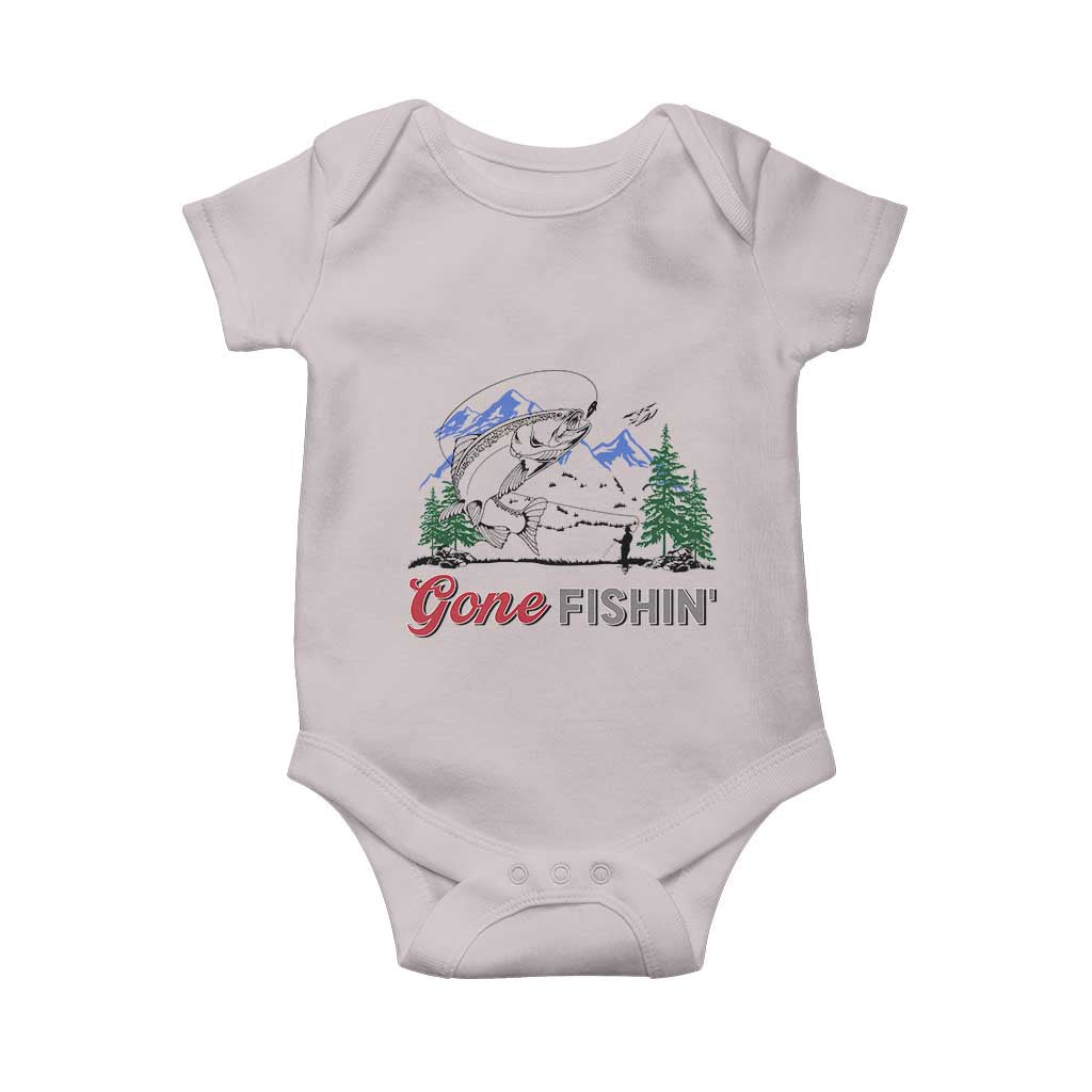 Gone Fishing Baby Onesie Trout Fishing Lover Montane Forest TS11 Ice Gray Print Your Wear