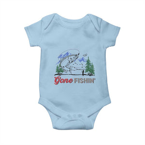 Gone Fishing Baby Onesie Trout Fishing Lover Montane Forest TS11 Light Blue Print Your Wear