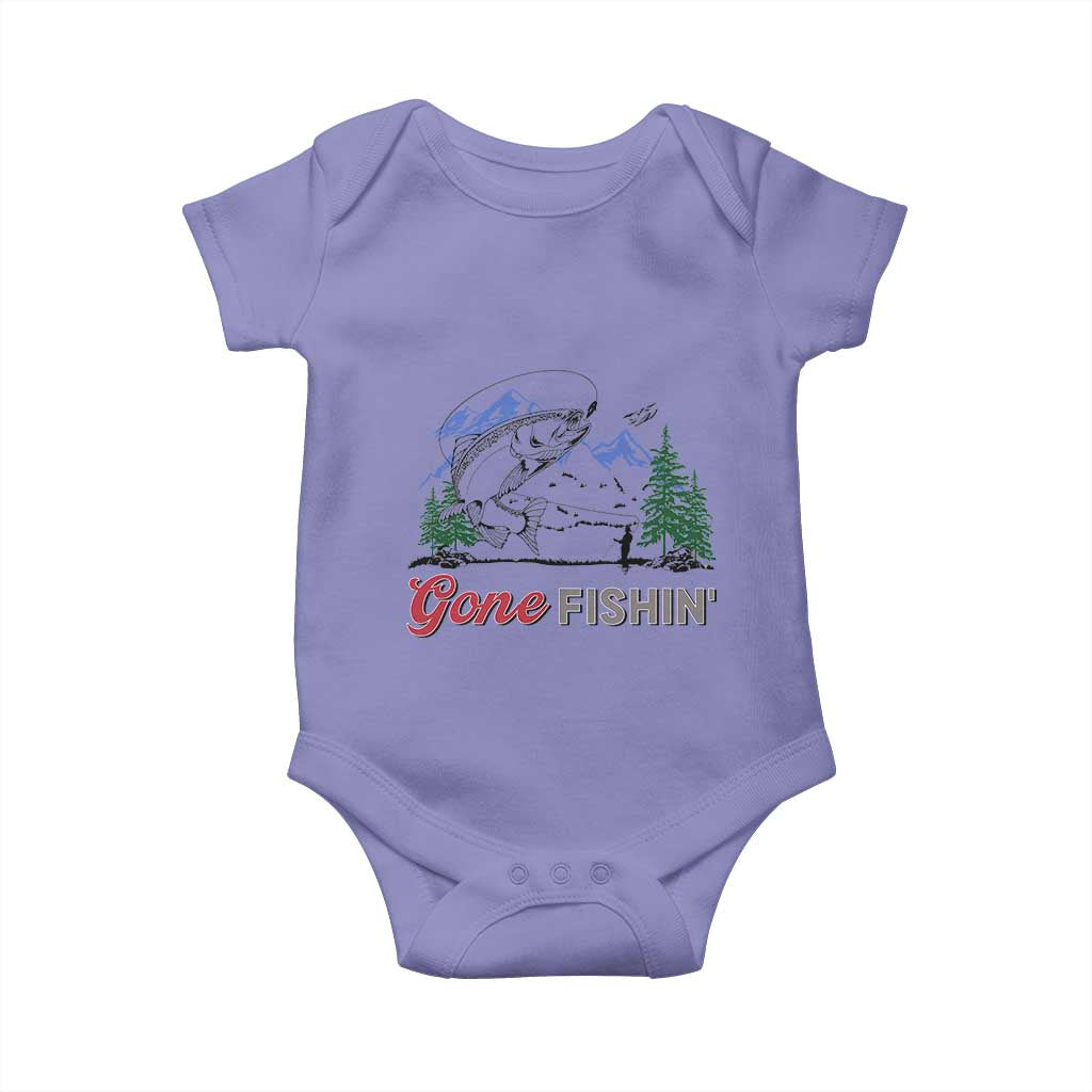 Gone Fishing Baby Onesie Trout Fishing Lover Montane Forest TS11 Violet Print Your Wear