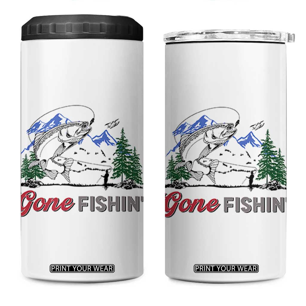 Gone Fishing 4 in 1 Can Cooler Tumbler Trout Fishing Lover Montane Forest TS11 One Size: 16 oz White Print Your Wear