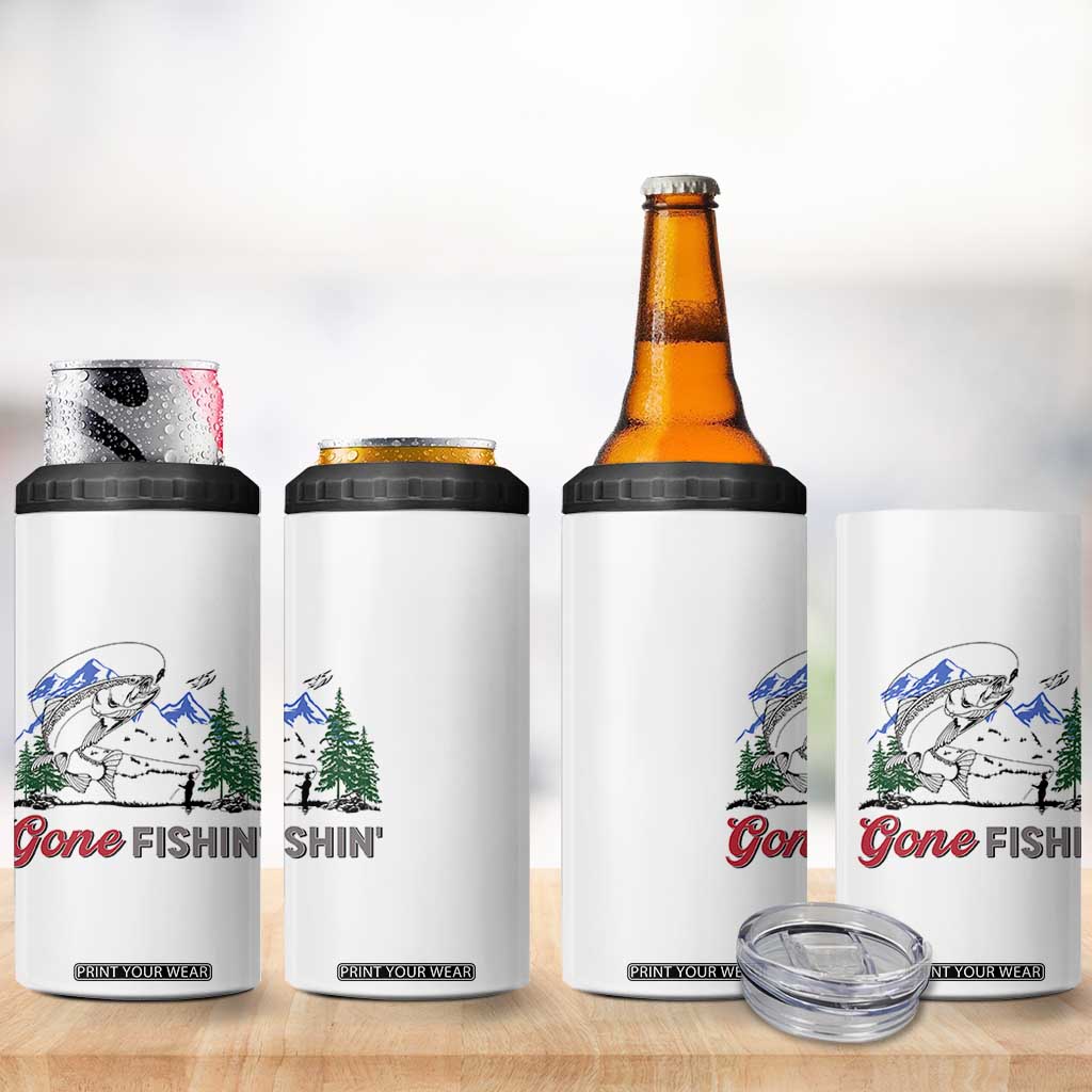 Gone Fishing 4 in 1 Can Cooler Tumbler Trout Fishing Lover Montane Forest TS11 Print Your Wear