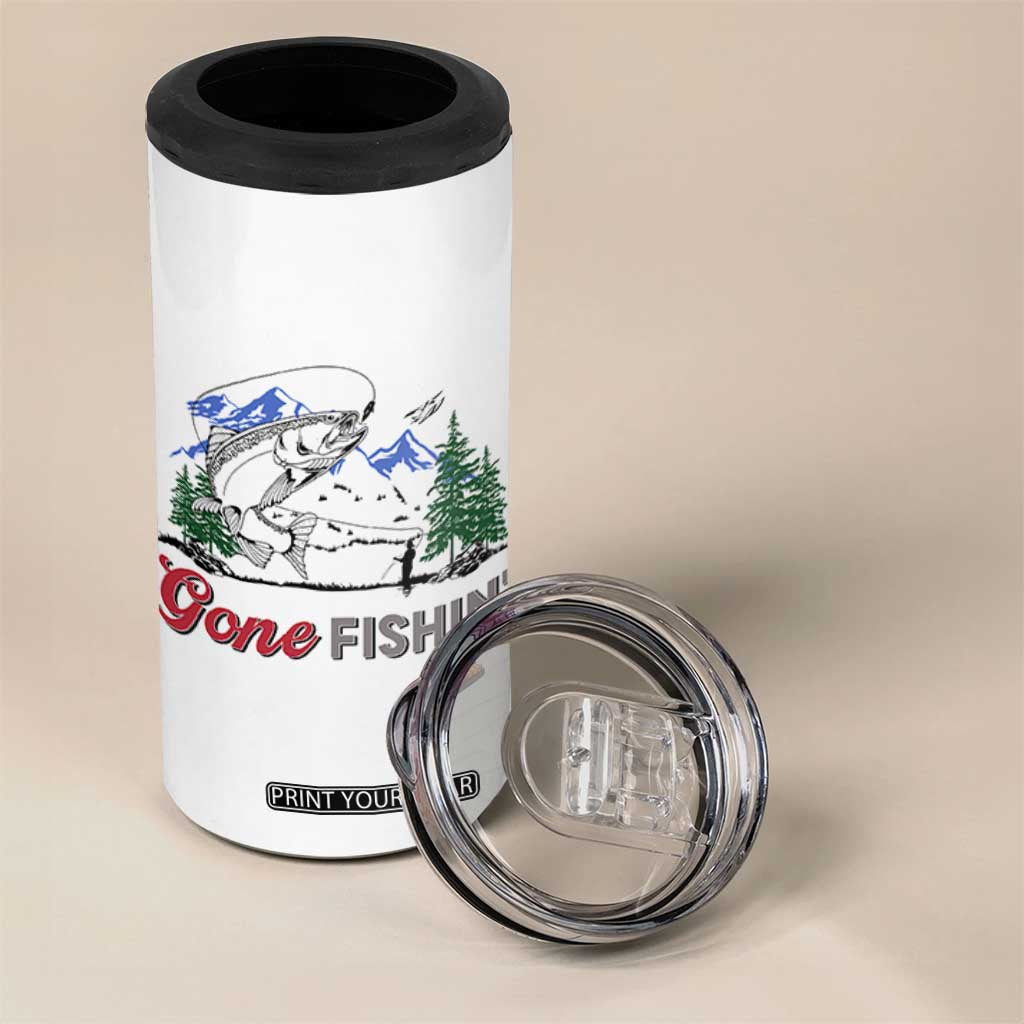 Gone Fishing 4 in 1 Can Cooler Tumbler Trout Fishing Lover Montane Forest TS11 Print Your Wear